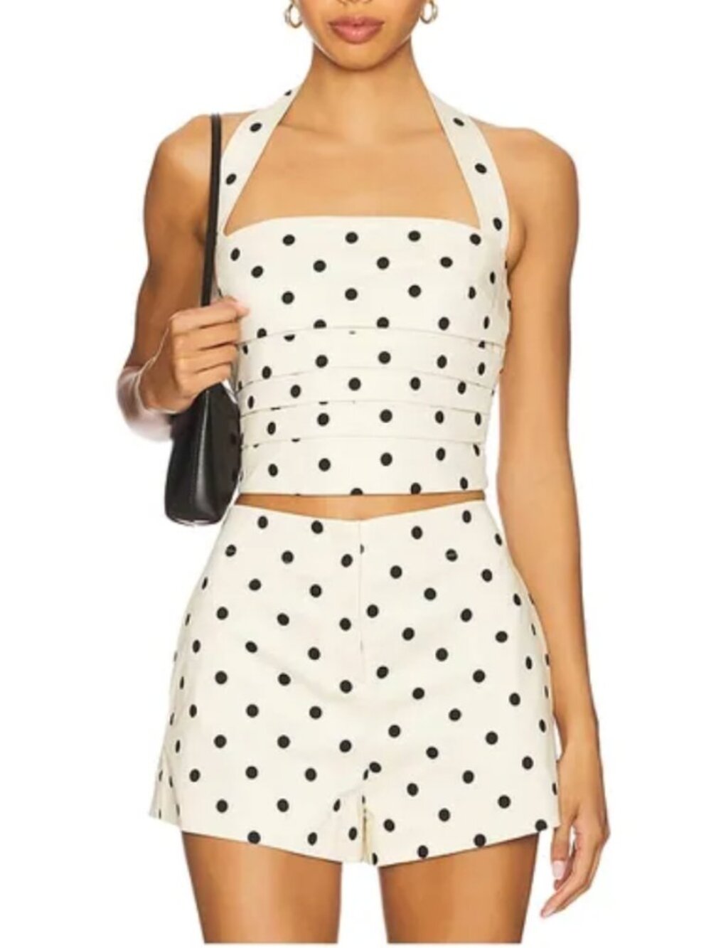 L'Academie Cream Polka Dot Crop Top and shorts set - Picture 4 of 10